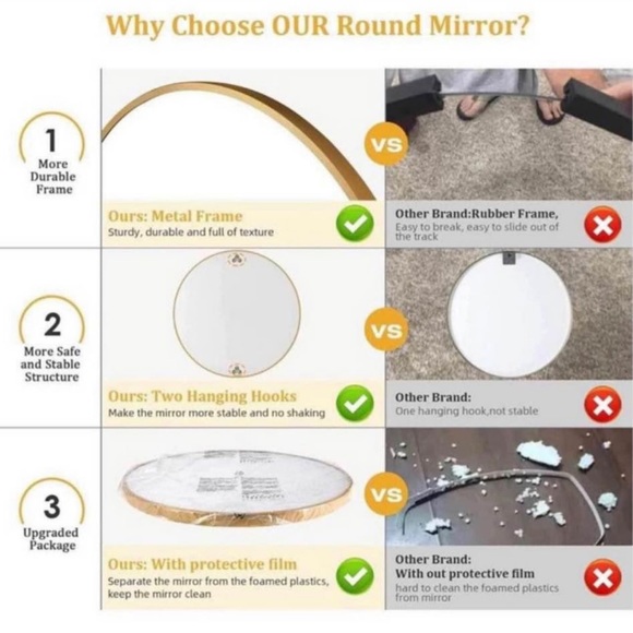 24 inch round gold mirror - Picture 5 of 7